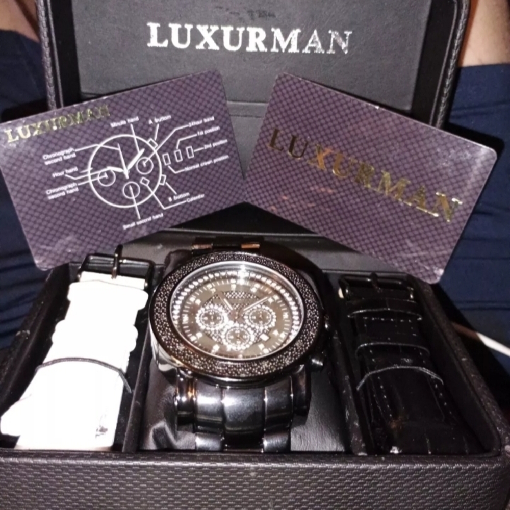 Luxurman 5ct Genuine Diamond Oversized Face Watch. This Is Eye Catching & Sexy!